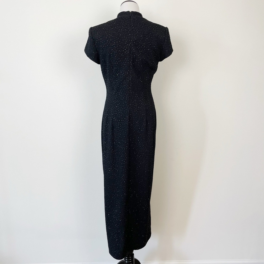 David Warren Black Glitter Column Gown Dress Formal Prom Slit Sz 10 Hourglass - Picture 4 of 10